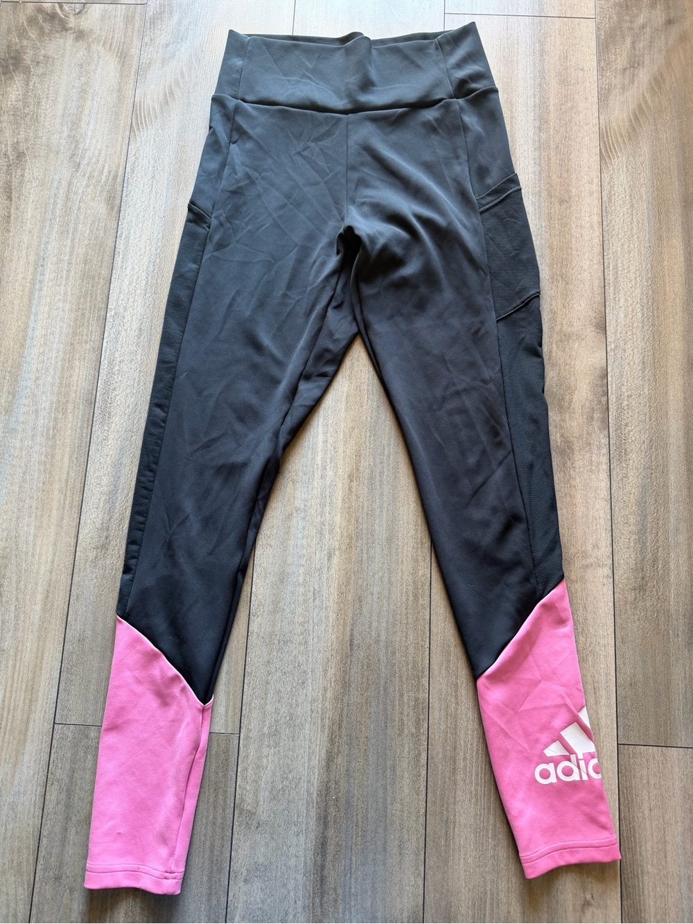 adidas Black and Pink Panel High-Waist Leggings